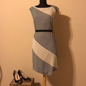 Ann Taylor Striped Belted Sheath Dress Sz 4
